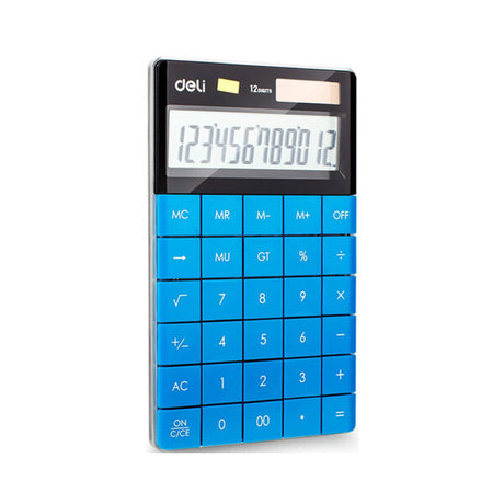 Deli Touch Screen 12 Digit Dual Power Electronic Calculator with 120 Step Check - Retail Maharaj