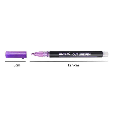 Self Outliner Marker Pen Slim Easy-to-use Color Drawing – Set of 12 - Retail Maharaj