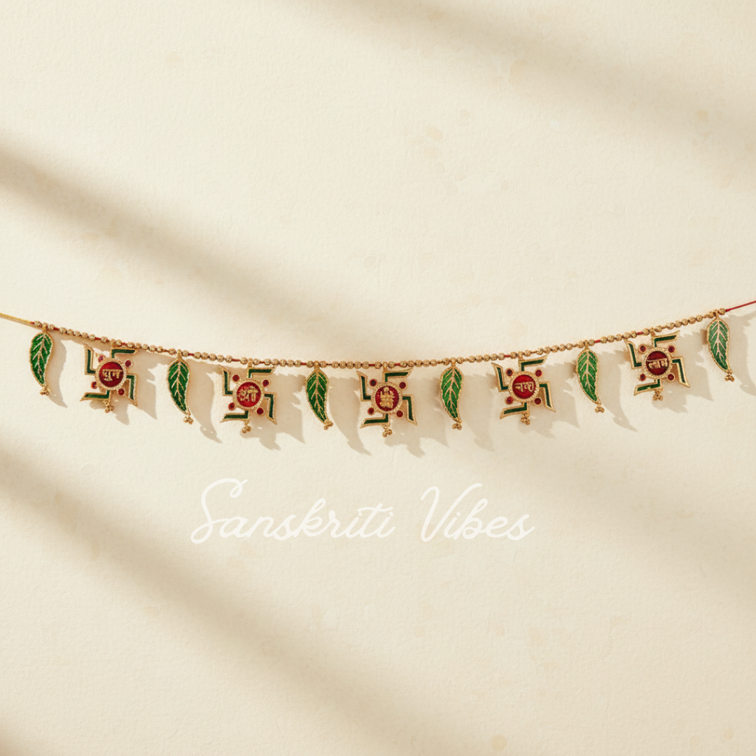 Swastik Shubh Labh Metal Toran for Diwali Door Hanging Home Decoration - Retail Maharaj