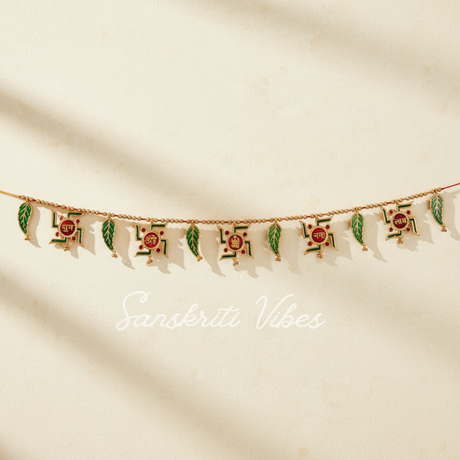 Swastik Shubh Labh Metal Toran for Diwali Door Hanging Home Decoration - Retail Maharaj