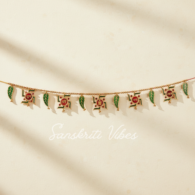 Swastik Shubh Labh Metal Toran for Diwali Door Hanging Home Decoration - Retail Maharaj