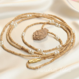 Tiny Tulsi Beads with Radha Naam Pendant & Pearl Kanthi Mala – Real Pearl & Tulsi Bead Necklace, Available in 18", 33", 49" Lengths - Retail Maharaj