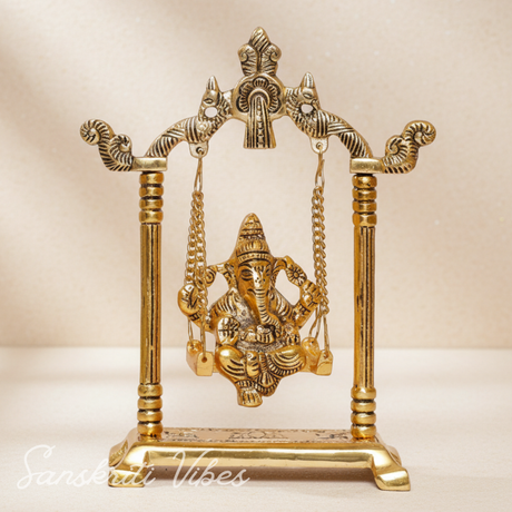 Ganesh Ji Jhula Idol Decorative Showpiece for Home and Pooja Room - Retail Maharaj
