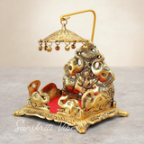 Metal Laddu Gopal Singhasan – Decorative Krishna Idol Pooja Accessories for Home & Temple Decor - Retail Maharaj