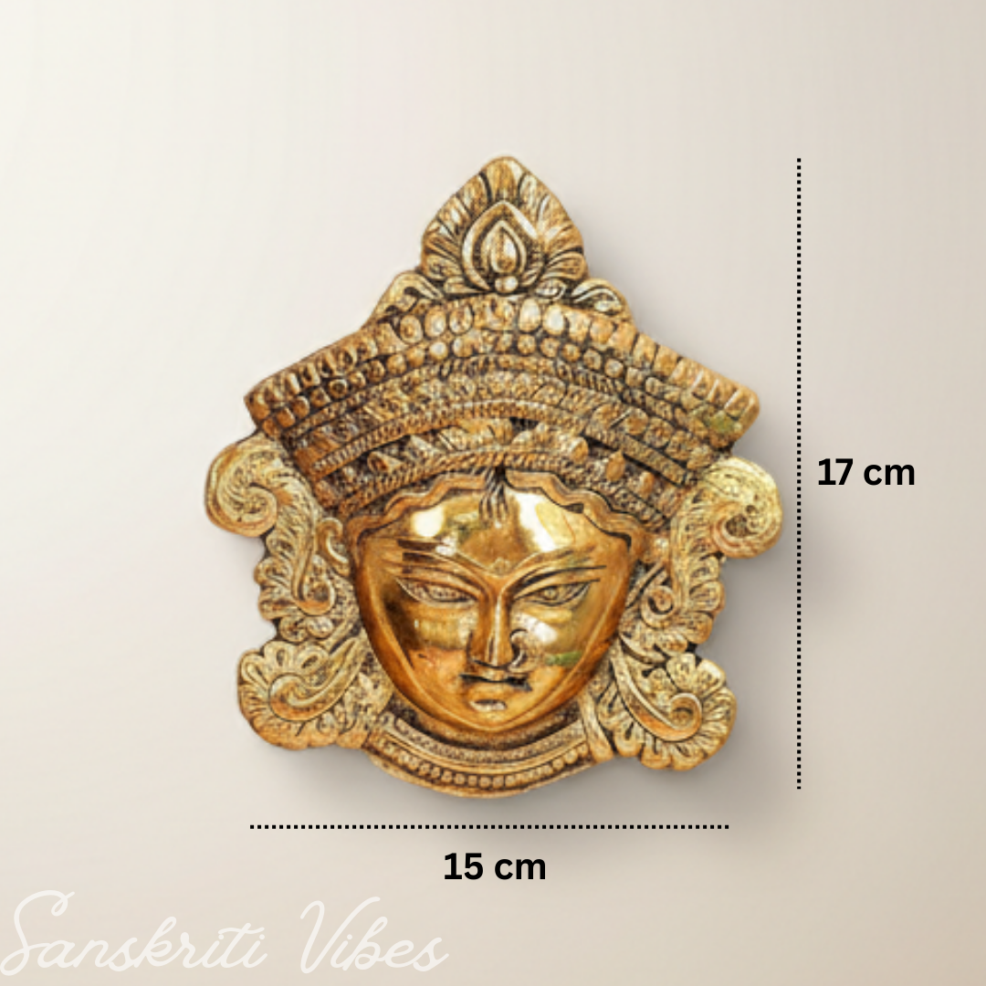 Metal Durga Mata Face Wall Hanging Sculpture Ambe Maa Religious Durga Head for Home Decor, Office, Diwali and Navratri - Retail Maharaj