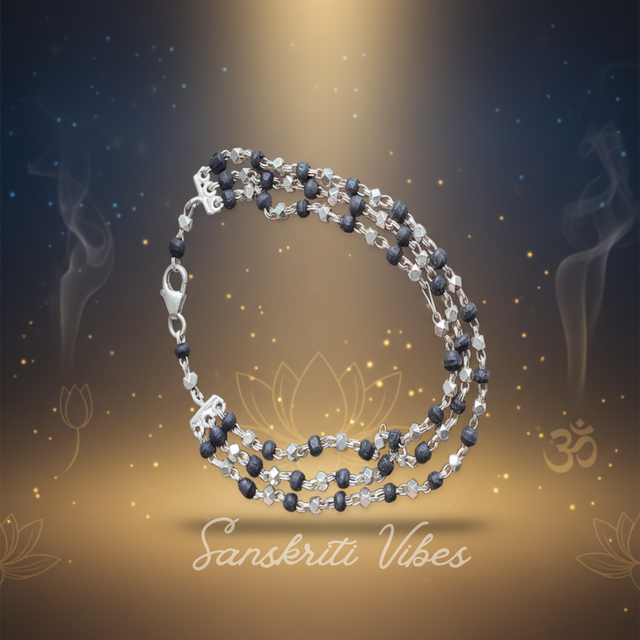 Three Layer Silver Tulsi Mala for Gopal Ji – Handcrafted Devotional Necklace for Krishna Worship & Spiritual Blessings - Retail Maharaj