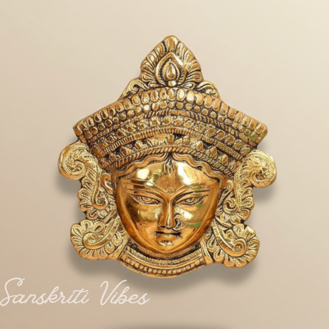 Metal Durga Mata Face Wall Hanging Sculpture Ambe Maa Religious Durga Head for Home Decor, Office, Diwali and Navratri - Retail Maharaj