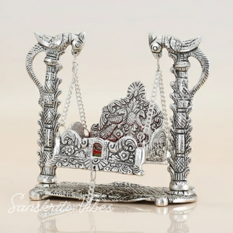 Metal Laddu Gopal Jhula Krishna Hindola Palana Decorative Swing for Temple Pooja Home Decor and Gift - Retail Maharaj