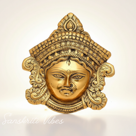 Metal Durga Mata Face Wall Hanging Sculpture Ambe Maa Religious Durga Head for Home Decor, Office, Diwali and Navratri - Retail Maharaj