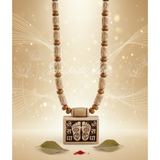 Shri Radha Charan Small Bhaktmal with Radha Carved Tulsi Kanthi Mala – Devotional Necklace for Spiritual Blessings - Retail Maharaj