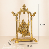 Gold Plated Radha Krishna on Swing Jhula Metal Statue for Home Decor by Kridaykraft - Retail Maharaj