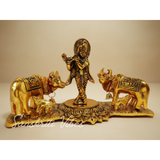 Krishna Standing with Cow Pair Decorative Showpiece for Home Decor and Gifting Polyresin 11 cm - Retail Maharaj