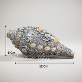 Decorative Lord Ganesha Shank Silver Toned Conch Shell for Wealth Prosperity and Good Luck Resin Ganesh Shank Showpiece for Home Decor - Retail Maharaj