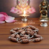 Radha Carved Silver Tulsi Kanthi Mala – Handcrafted Spiritual Necklace for Devotion & Meditation - Retail Maharaj
