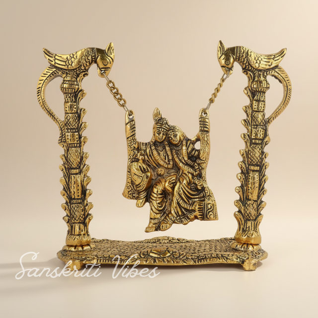 Radha Krishna Jhula Metal Idol for Home Decor and Spiritual Gift - Retail Maharaj