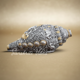 Decorative Lord Ganesha Shank Silver Toned Conch Shell for Wealth Prosperity and Good Luck Resin Ganesh Shank Showpiece for Home Decor - Retail Maharaj