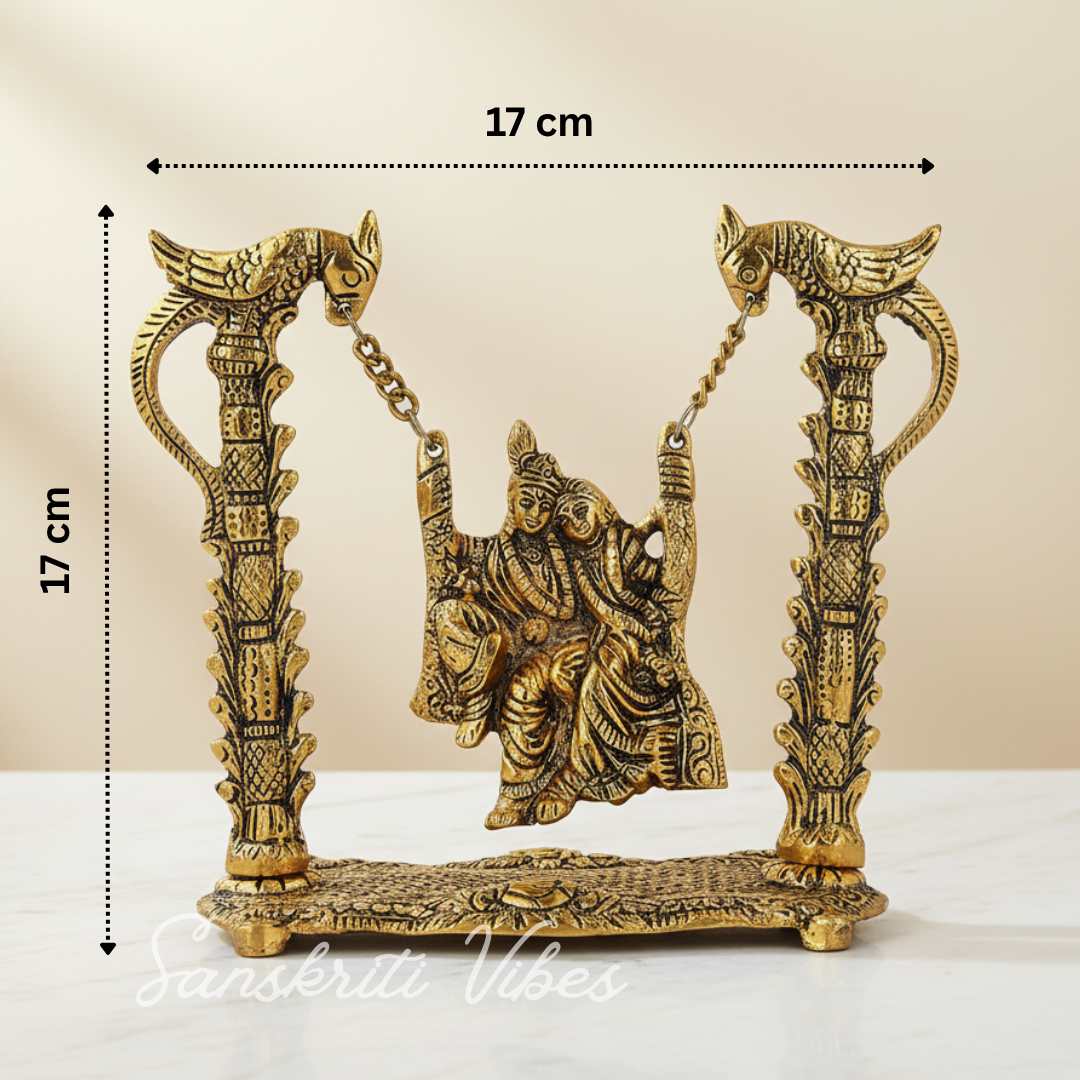 Radha Krishna Jhula Metal Idol for Home Decor and Spiritual Gift - Retail Maharaj