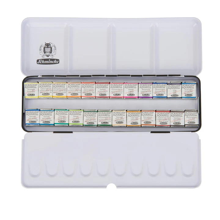 Schmincke Horadam Aquarell Watercolor Pan Set of 24 - Retail Maharaj