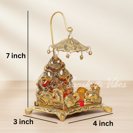 Metal Laddu Gopal Singhasan – Decorative Krishna Idol Pooja Accessories for Home & Temple Decor - Retail Maharaj