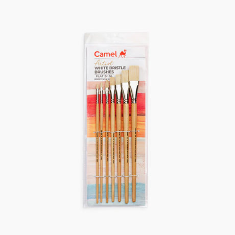 Camel White Bristle Flat Brush Set of 7 Series 56 - Retail Maharaj