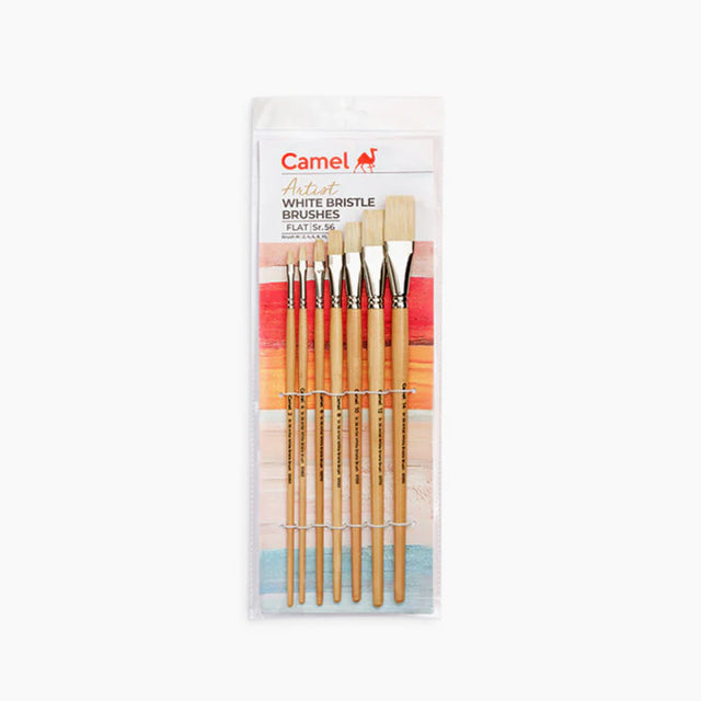 Camel White Bristle Flat Brush Set of 7 Series 56 - Retail Maharaj