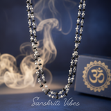 Silver Black Tulsi Twisted Kanthi Mala – Traditional Indian Spiritual Necklace for Devotion and Meditation - Retail Maharaj