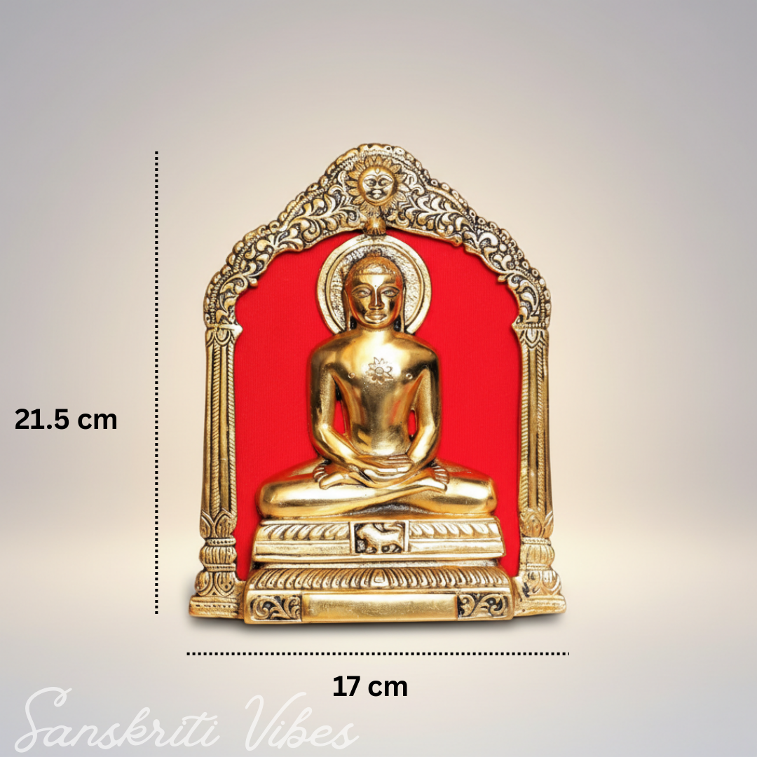 Metal Mahaveer On Thin Metal Frame Antique Finish Decorative Showpiece for Table and Wall Hanging - Retail Maharaj