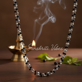 Silver Black Tulsi Twisted Kanthi Mala – Traditional Indian Spiritual Necklace for Devotion and Meditation - Retail Maharaj
