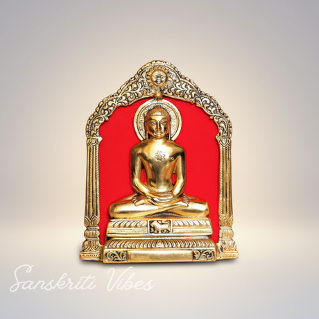 Metal Mahaveer On Thin Metal Frame Antique Finish Decorative Showpiece for Table and Wall Hanging - Retail Maharaj