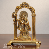 Radha Krishna Metal Idol Gold Antique Finish for Pooja and Home Decor - Retail Maharaj