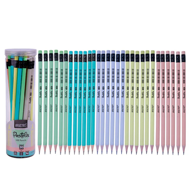 Brustro Pastelix HB Graphite Pencils Set with Eraser Pre Sharpened for Writing Drawing and School Use - Retail Maharaj