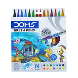 DOMS 14 Shades Brush Pen Set with Super Soft Tip and Watercolor Effect - Retail Maharaj