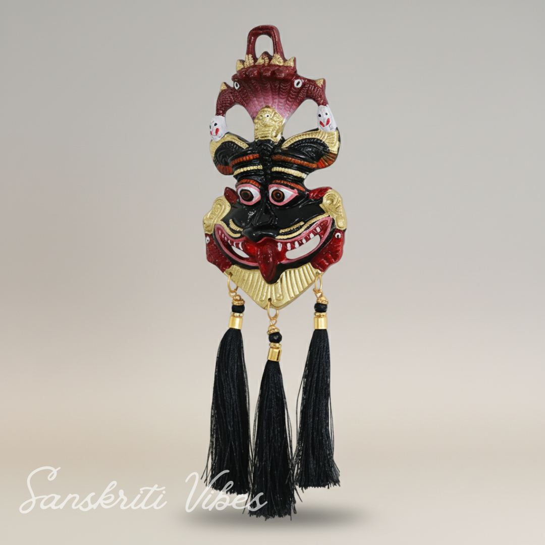 Metal Narsingh Kirtimukha Nazar Battu with Naag Ganesha Suraksha Kawach Mask Aluminium Evil Eye Protection Wall Hanging for Home and Office 10 Inch Multi Color - Retail Maharaj
