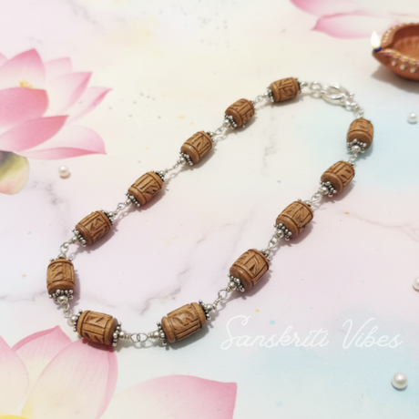 Brij Kisori Shri Radha Naam Tulsi Silver Kanthi Mala – Handcrafted Spiritual Necklace, 92.5% Sterling Silver - Retail Maharaj