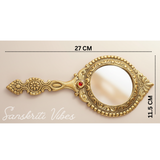 Beautifully Round Shape Hand Mirror for Makeup Decorative Handheld Mirror - Retail Maharaj