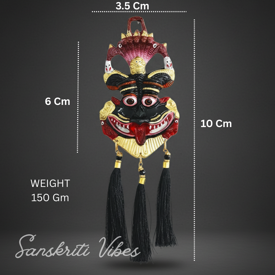 Metal Narsingh Kirtimukha Nazar Battu with Naag Ganesha Suraksha Kawach Mask Aluminium Evil Eye Protection Wall Hanging for Home and Office 10 Inch Multi Color - Retail Maharaj