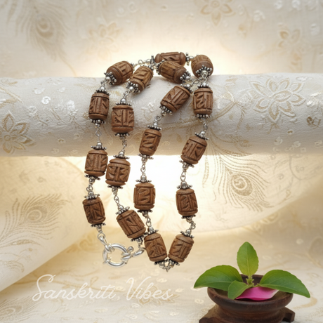 Brij Kisori Shri Radha Naam Tulsi Silver Kanthi Mala – Handcrafted Spiritual Necklace, 92.5% Sterling Silver - Retail Maharaj