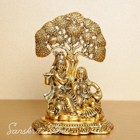 Radha Krishna Under Kadam Tree Metal Statue for Home Decor and Spiritual Gifting - Retail Maharaj
