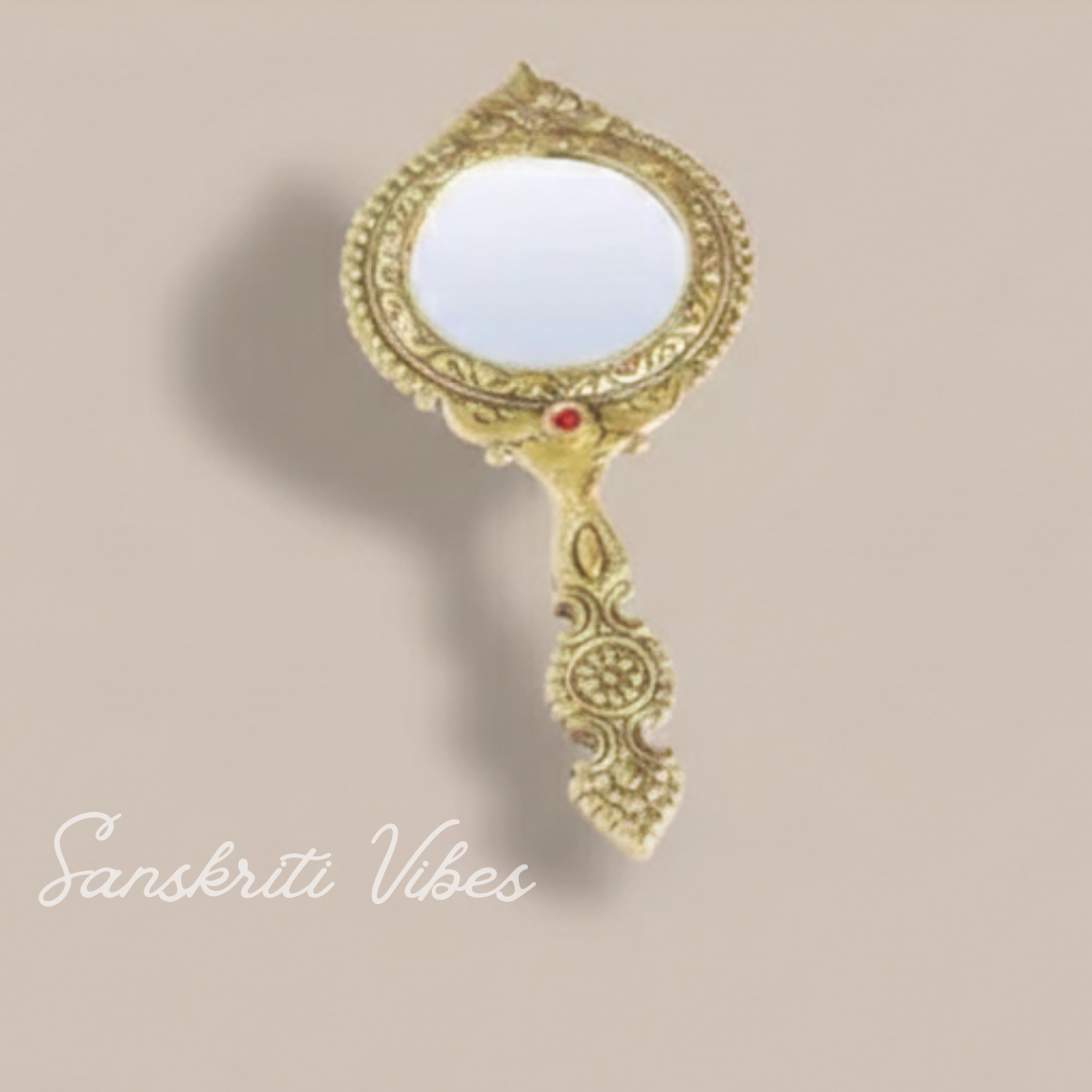 Beautifully Round Shape Hand Mirror for Makeup Decorative Handheld Mirror - Retail Maharaj