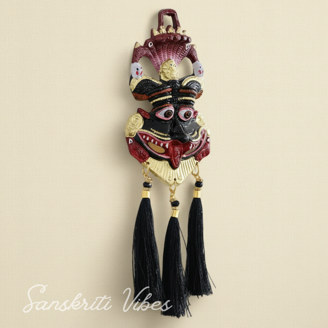 Metal Narsingh Kirtimukha Nazar Battu with Naag Ganesha Suraksha Kawach Mask Aluminium Evil Eye Protection Wall Hanging for Home and Office 10 Inch Multi Color - Retail Maharaj
