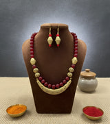 Premium Authentic Dokra & Red Beaded Necklace Set with Matching Earrings – Handmade Tribal Ethnic Jewelry