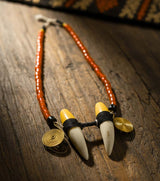 Premium Authentic Handmade Naga "Tiger Teeth" Warrior Necklace – Rare Tribal Brass & Red Bead Neckpiece | Northeast India Tribal Statement Jewelry