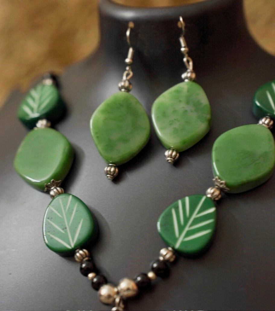 Premium Handmade Terracotta Jewelry – Verdant Devi Tribal Necklace Set with Matching Earrings | Eco-Friendly Ethnic Statement Jewelry