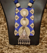 Premium Handmade Mixed Media Jewelry – Tribal Essence Jute Cowrie Necklace Set (Indigo Blue Edition) | Bohemian Tribal Statement Jewelry