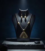 Premium Tribal Authentic Dokra & Black Bead Statement Necklace Set with Earrings | Handmade Ethnic Tribal Jewelry