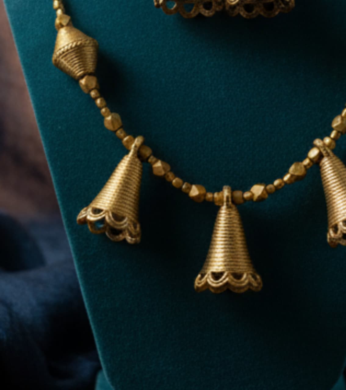 Premium Authentic All-Brass Dokra Jewelry – The Heritage Bells Necklace Set with Earrings | Handmade Tribal Statement Jewelry