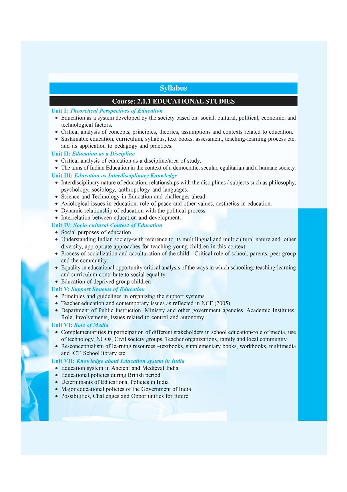 1st Semester MEd Scholar (English Version)