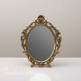 Gold Plated Table Mirror for Gift, Festival Gift, Birthday, Anniversary, Wedding (Floor Mount, Oval, Framed) - Retail Maharaj