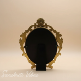 Gold Plated Table Mirror for Gift, Festival Gift, Birthday, Anniversary, Wedding (Floor Mount, Oval, Framed) - Retail Maharaj