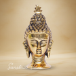 Lord Gautam Buddha Metal Statue Beautiful Gold Antique Finishing Meditation Buddha Head Murti Religious Idols For Home - Retail Maharaj